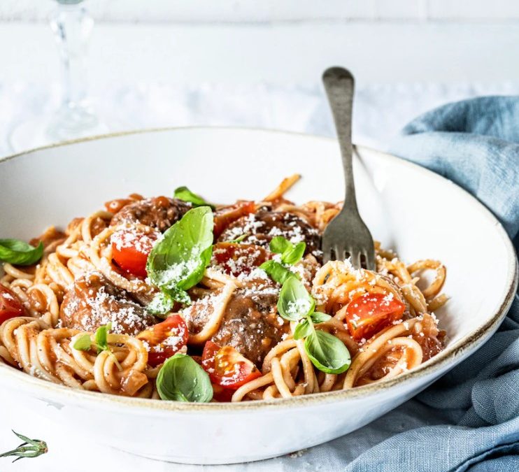 spaghetti chèvre et aubergine